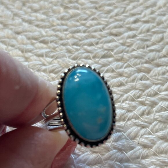 Gorgeous BLUE HEMEMORPHITE Handmade Sterling 925 Size 11 #953D - Picture 2 of 3